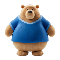 Cute 3D Bear Character in Blue Shirt | Animated Mascot