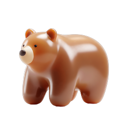 ไอคอน 3D หมีสีน้ำตาลดินปั้นสุดน่ารัก - ตัวละครสัตว์ป่าแสนซน