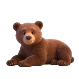 Cute Bear Cub 3D Icon - Adorable Brown Bear Character