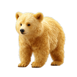 Cute Fluffy Bear Cub 3D Realistic Icon