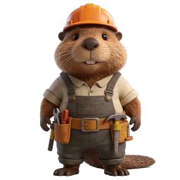 Ícone de castor empreiteiro adorável - design de personagem de desenho animado