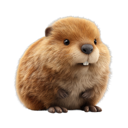 Cute Realistic Beaver Icon - 3D Rendered Wildlife