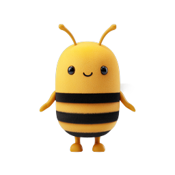 Cute 3D Bee Character Icon - Adorable Plush Style