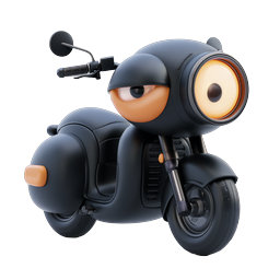 Cute Black Scooter 3D Icon - Urban Transport