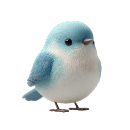 Cute Blue Bird Icon - Adorable 3D Rendered Animal