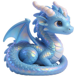 Süßes irisierendes blaues Baby-Drachen 3D-Icon