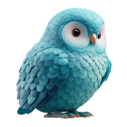 Cute Blue Owl Icon - Adorable Turquoise Clay Style