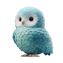 Cute Blue Owl Icon - Adorable Clay-Style Bird Character