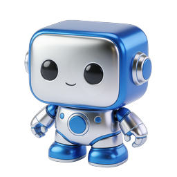 Cute Blue Robot Icon - Friendly AI Character 3D Render
