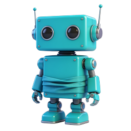 Cute Blue Robot Character Icon - 3D Rendered Tech Mascot