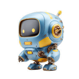 かわいい青いロボットキャラクター 3D アイコン - フレンドリーな AI マスコット
