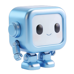 Cute Blue Robot Icon - 3D AI Character for Tech Apps