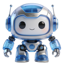 Cute Blue Robot Icon - Friendly AI Character 3D Render