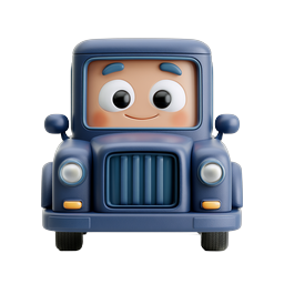 Cute Blue Truck Character Icon - 3D Clay Style