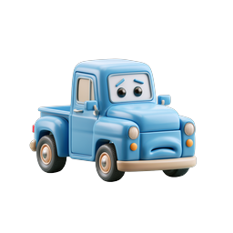 Süßes blaues Cartoon-Pickup-3D-Clay-Icon