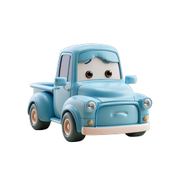 Cute Blue Cartoon Pickup Truck Icon | Adorable 3D Character
