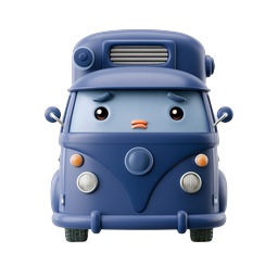 Süßes blaues Van-Charakter 3D-Icon - Freundliches Fahrzeug-Maskottchen