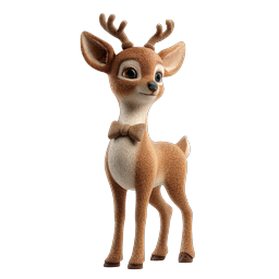Adorable 3D Bowtie Deer Character Icon