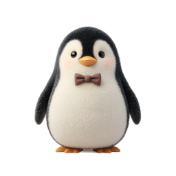 Cute Bowtie Penguin Icon - Adorable Fluffy Character