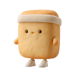 Cute Bread Character - Adorable 3D Kawaii Food Icon