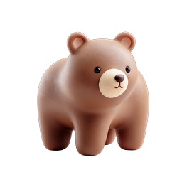 Cute Brown Bear 3D Clay Icon - Adorable Animal
