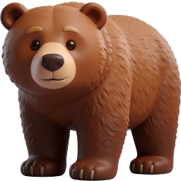 Cute 3D Brown Bear Character Icon - Wildlife & Nature