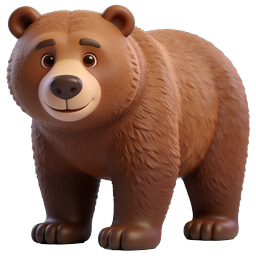 Cute 3D Brown Bear Character Icon - Adorable Wildlife