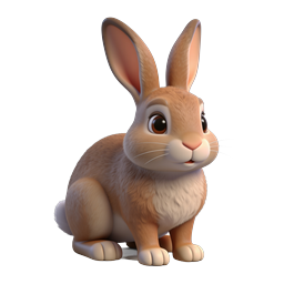 ไอคอนกระต่ายสีน้ำตาล 3D สุดน่ารัก - ภาพประกอบบันนี่แสนซน