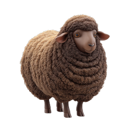 Cute Brown Sheep 3D Clay Style Icon | Farm Animal Illustration