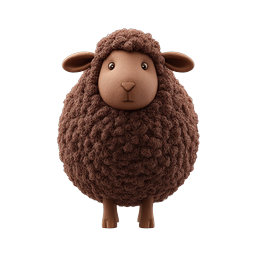 Adorable Brown Fluffy Sheep 3D Icon | Cartoon Style