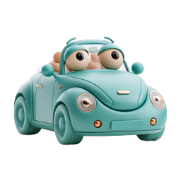 Icône 3D de voiture coccinelle mignonne - Véhicule de dessin animé adorable