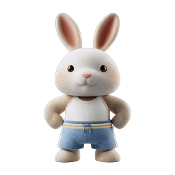 Cute Bunny Athlete Character - 3D Clay Style Icon