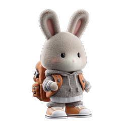 Adorable 3D Bunny with Backpack Icon | Cute Character
