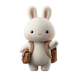 Icono de mascota de mochila de conejo lindo - Adorable personaje 3D
