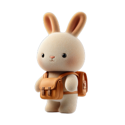 Ícone de personagem 3D de coelhinho com mochila