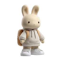 Cute Bunny Backpack Character 3D Icon for Kids