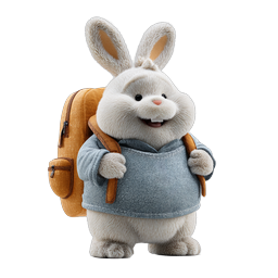 ไอคอนตัวละครกระต่ายน่ารักสะพายกระเป๋าเป้ 3D