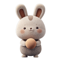 Cute Plush Bunny Character 3D Icon - Adorable Rabbit Mascot