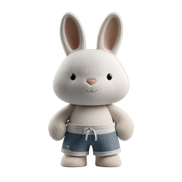 Cute 3D Bunny Character Icon - Adorable Plush Rabbit