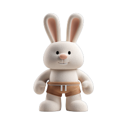 Cute 3D Bunny Character Icon - Adorable Plush Rabbit