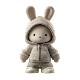 Süßes Bunny-Hoodie-Charakter-Icon - Niedliches Plüsch-Maskottchen