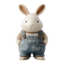 Cute Bunny in Denim Overalls - 3D Rendered Icon