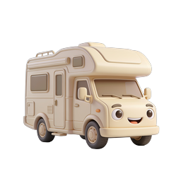 Icona camper cartoon carina - Rendering 3D amichevole