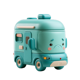 Cute Kawaii Camper Van 3D Icon | Travel & Camping