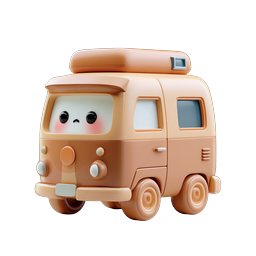 かわいい 3D キャンピングカーアイコン - 愛らしいカワイイ旅行車
