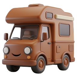Cute Camper Van 3D Icon - Travel & Adventure Vehicle