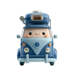 Icône 3D de Camping-car Kawaii Mignon - Véhicule de Voyage Adorable