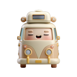 Cute Camper Van 3D Icon - Adorable Travel Vehicle