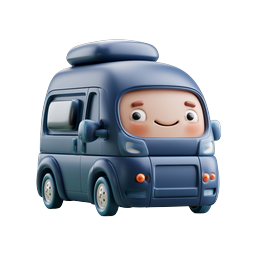 Cute 3D Camper Van Character Icon for Travel Apps