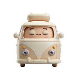 Biểu tượng xe cắm trại dễ thương - Xe mascot 3D đáng yêu